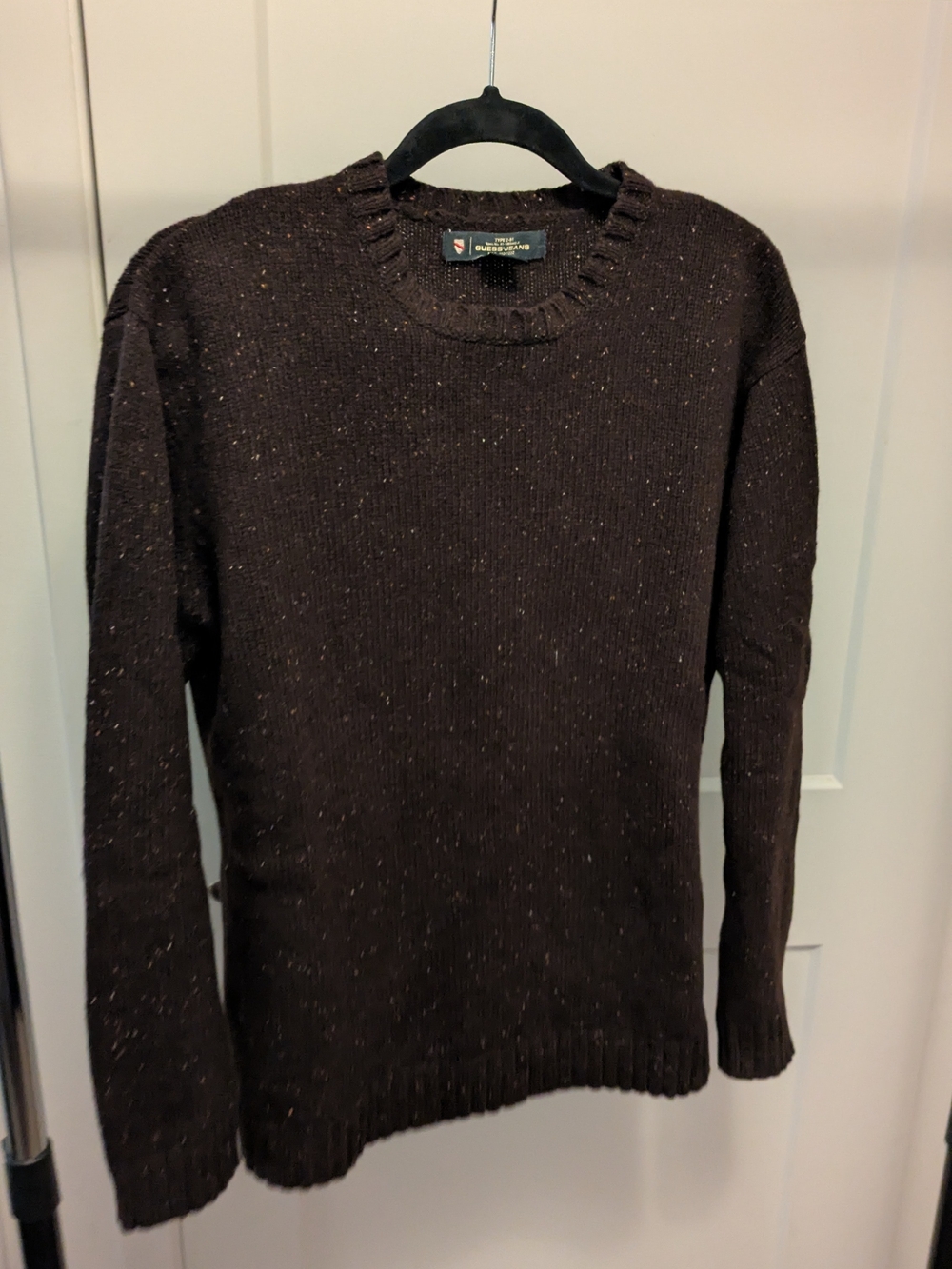 Guess Men's Dark Brown Flecked Crewneck Sweater